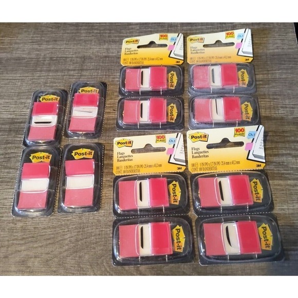 Post-it 1-3/4 x 1 Inch, RED , 50 Flags per Dispenser 12 packs of 50 flags NEW - Picture 1 of 3